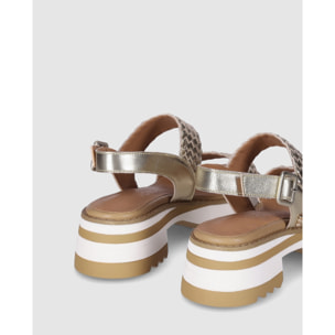 Sandalias de Piel - Platino - Tacón: 4 cm