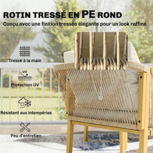 Salon de jardin colonial 4 places kaki beige