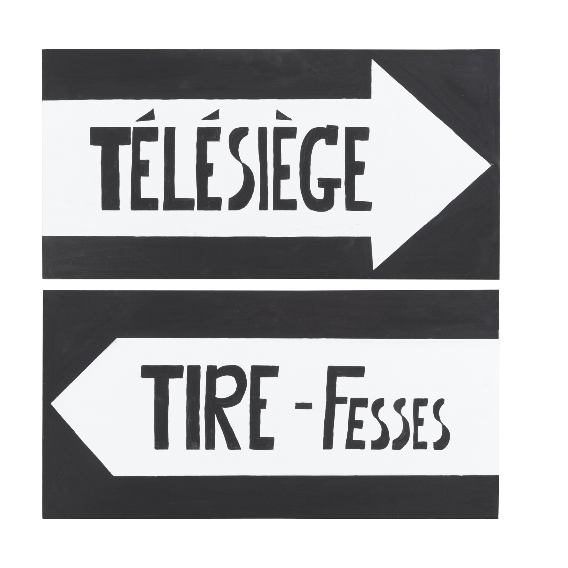 J-Line pancarte Flèche Ski - bois - noir/blanc - 2 pcs