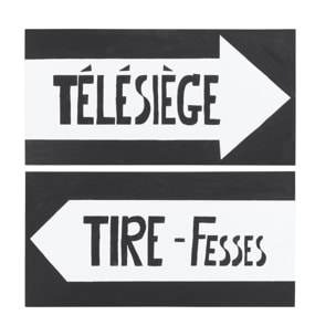 J-Line pancarte Flèche Ski - bois - noir/blanc - 2 pcs