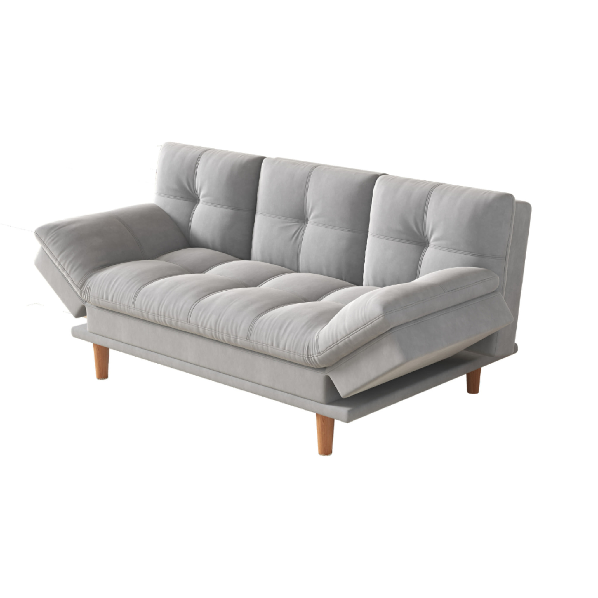 Canapé convertible et modulable 3 places en tissu gris clair PAVIE