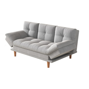 Canapé convertible et modulable 3 places en tissu gris clair PAVIE