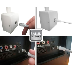 Câble antenne TV ESSENTIELB Blindé RJ45 vers Coaxial Mâle 9.52mm 2m - Adaptateur Impédance 100 Ohms pour Réseau VDI Grade 2 et 3