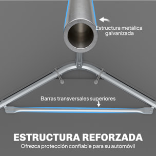 Carpa Garaje Portátil 3x6 m, Garaje Exterior para Coche Impermeable con 2 Puertas Enrollables y 6 Ventanas, Altura Ajustable, Marco Acero Galvanizado, UPF30+, Cobertizo de Almacenaje, Blanco