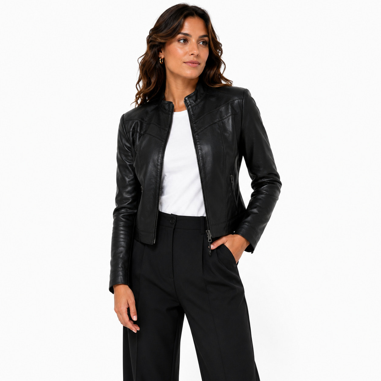 Giubbino in vera pelle di vitello Nero