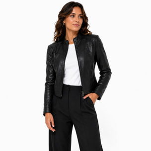 Giubbino in vera pelle di vitello Nero