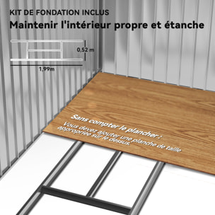 Abri de jardin - remise pour outils - cabanon porte verrouillable - dim. 213L x 130l x 185H cm - tôle d'acier gris