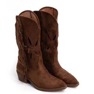Texano traforato con frange - MARRONE