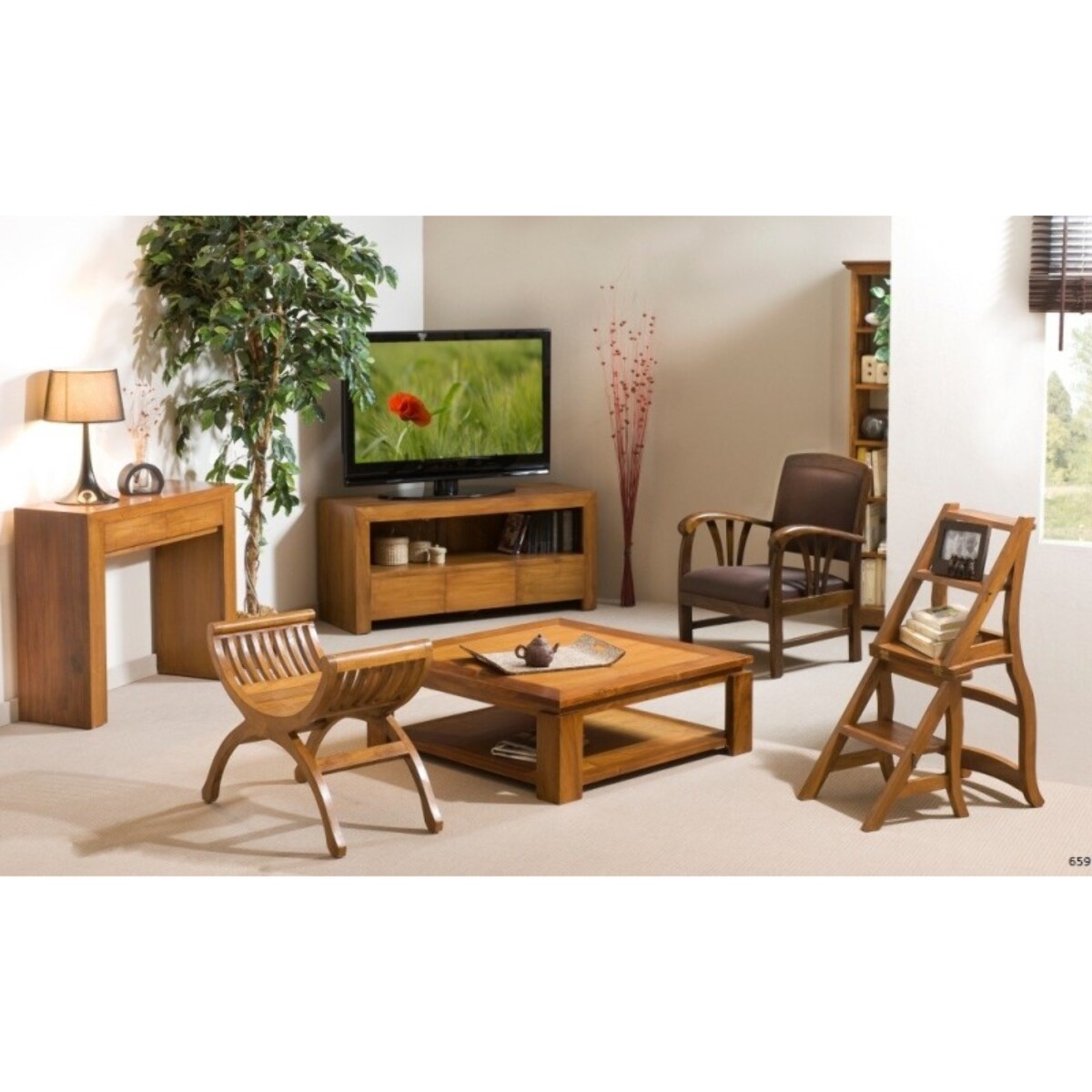 API - Tabouret / Yuyu 1 place bois Teck marron