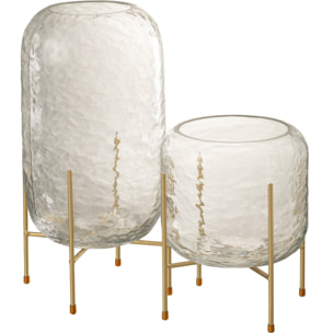 J-Line vase Rond Sur Pied - verre - transparent - large - 37 cm hoog