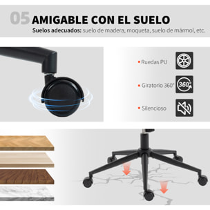 Silla de Oficina Piernas Cruzadas, Silla de Escritorio con Asiento Ancho, sin Reposabrazos, Ruedas, Altura Ajustable, Giratoria, Función Basculante, Tapizada en Chenilla, Gris