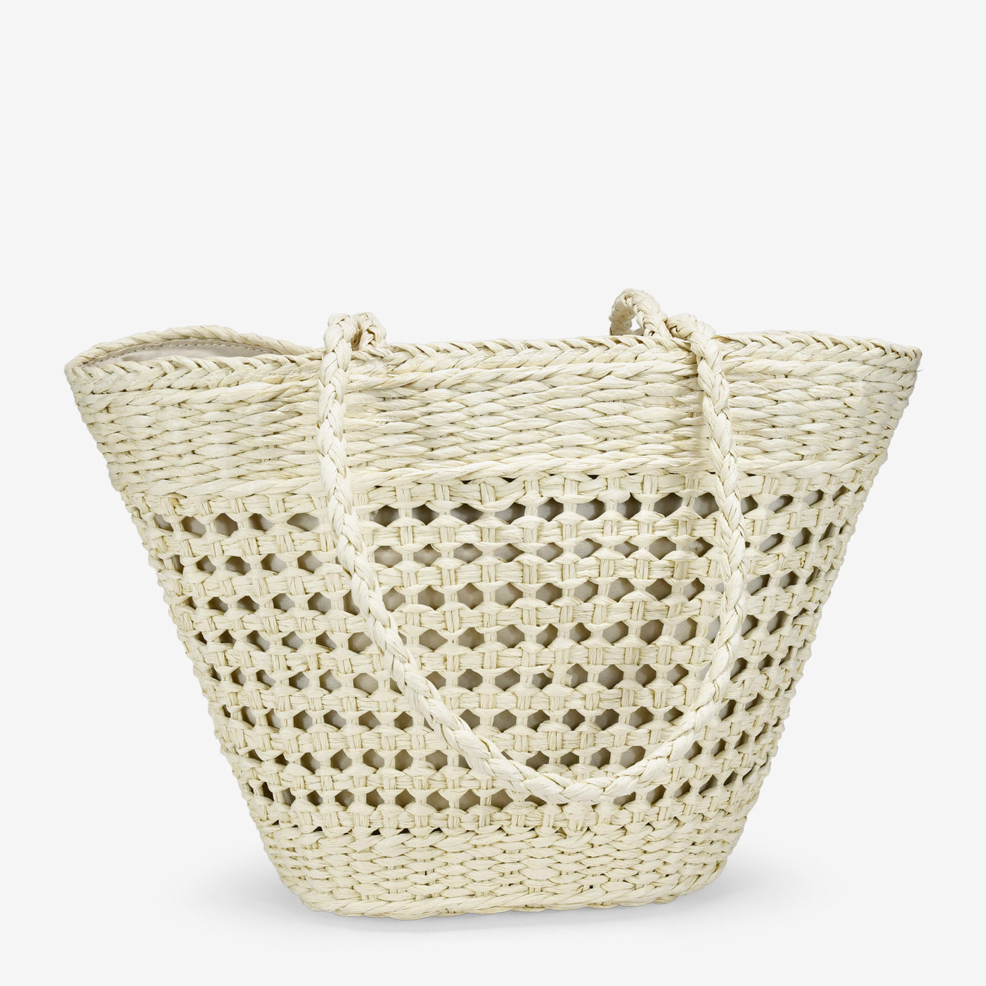 Bolso capazo beige de rafia trenzada
