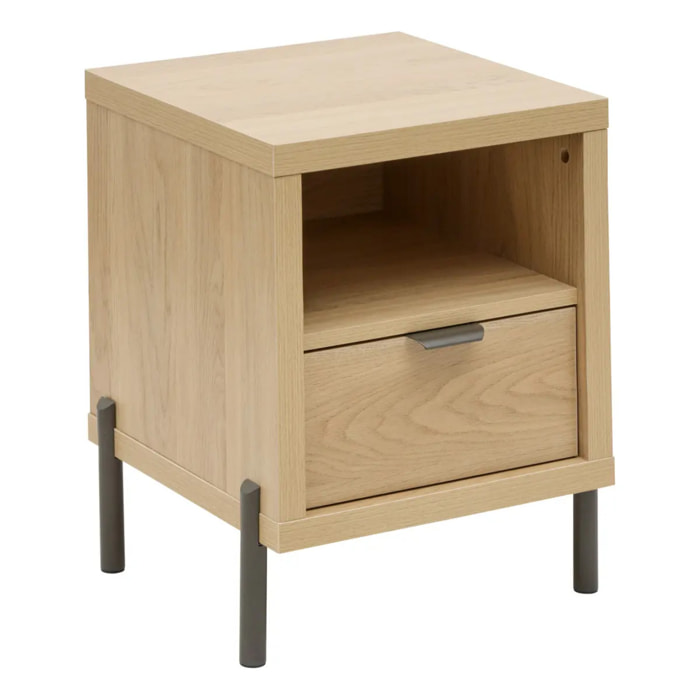 Table de chevet Alvo rectangulaire 39,5x40,5cm 1 tiroir beige