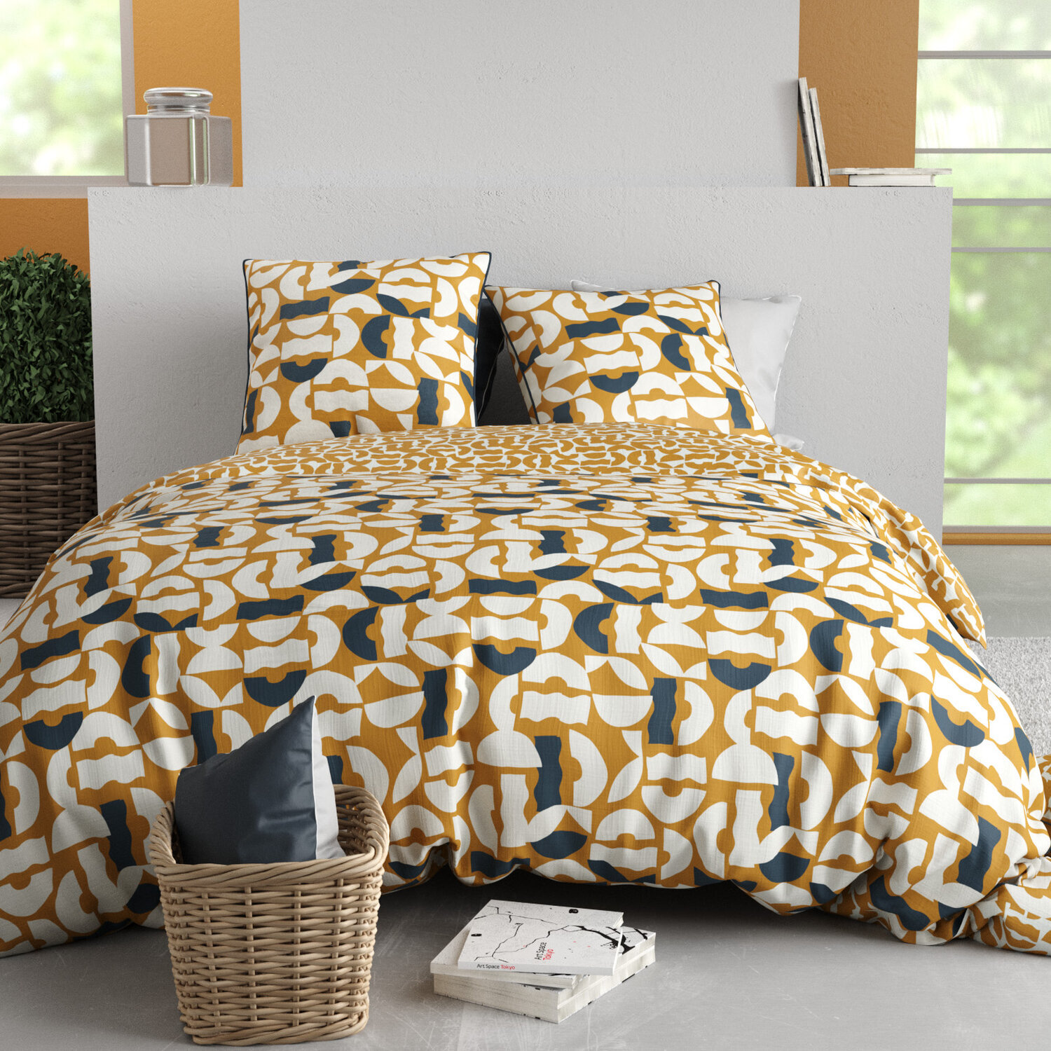 Parure housse de couette 3pcs 100% coton 57 fils fidji