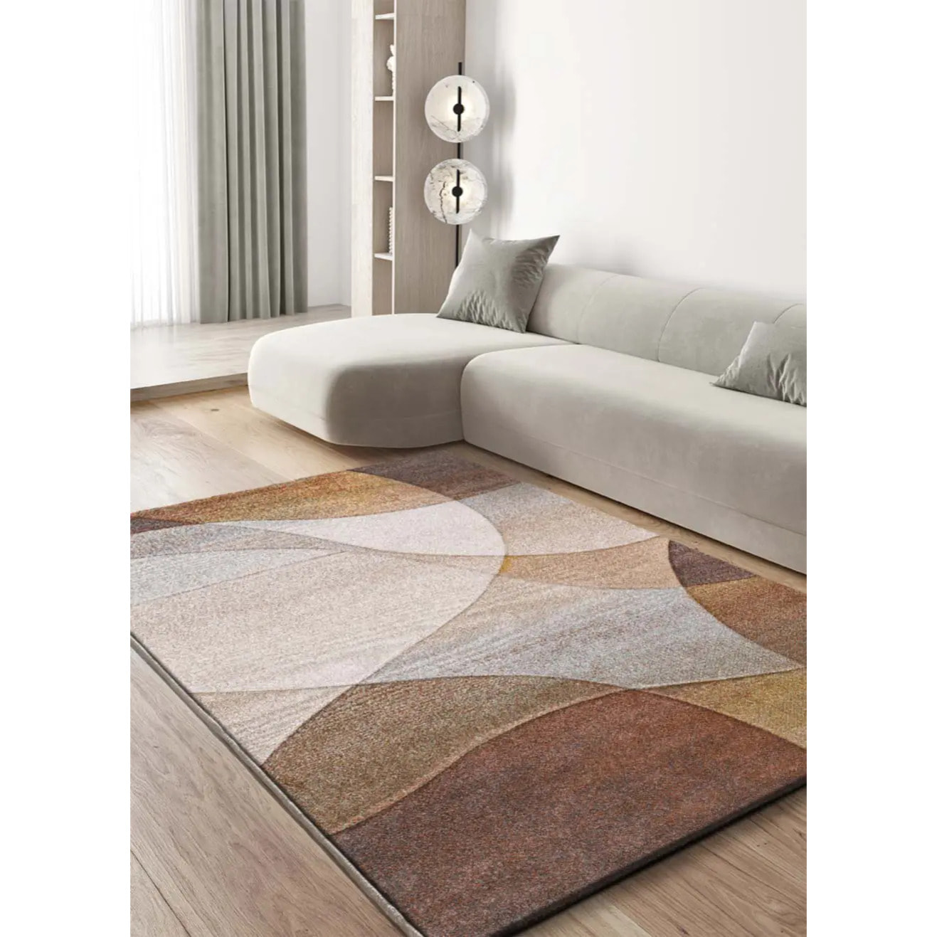 BADET Alfombra abstracta de pelo corto terracota, varias medidas disponibles.