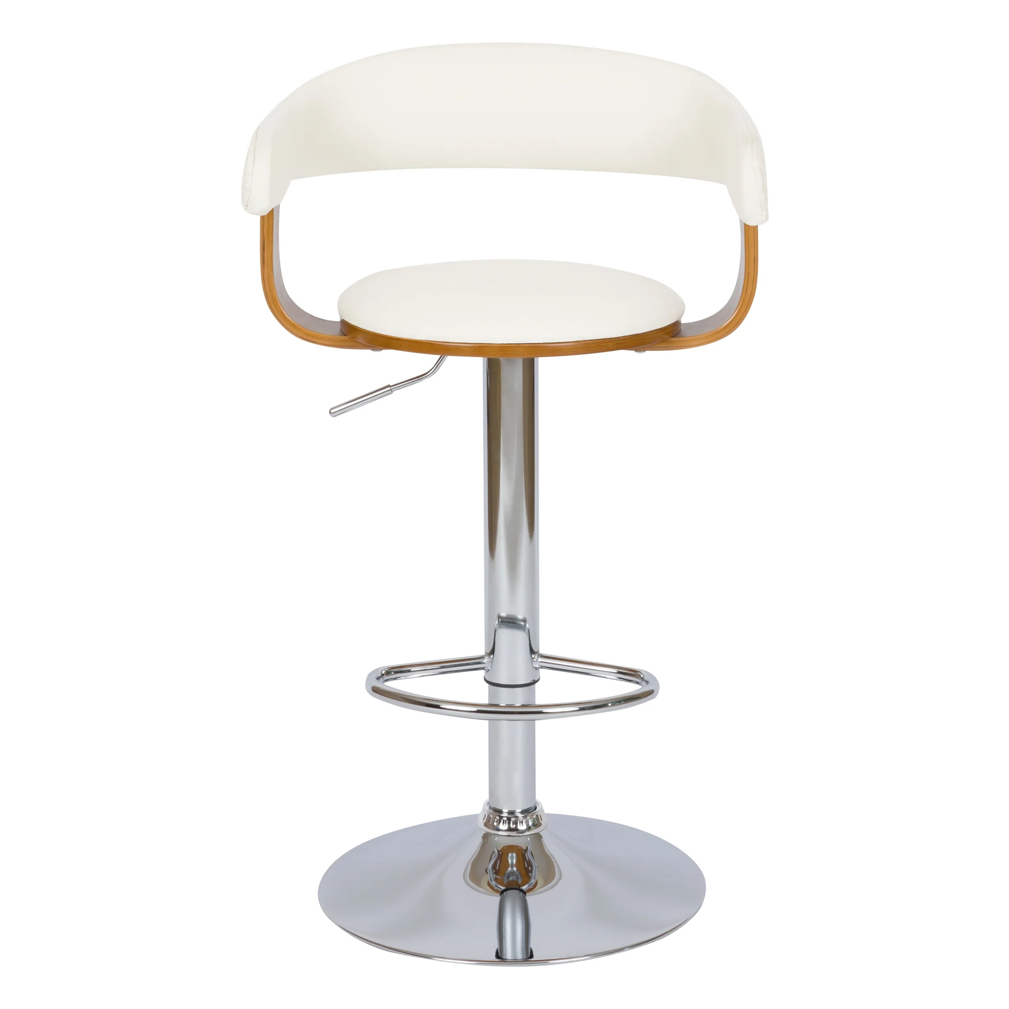 Chaise de bar réglable et pivotante 62/84 cm en cuir synthétique blanc - Harold