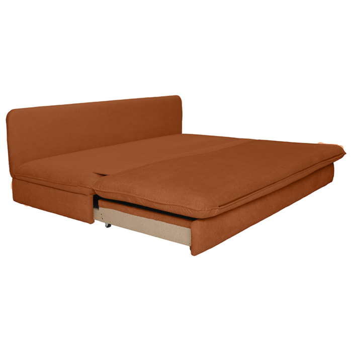 Ysal - canapé 3 places convertible déplimousse en velours texturé - Terracotta