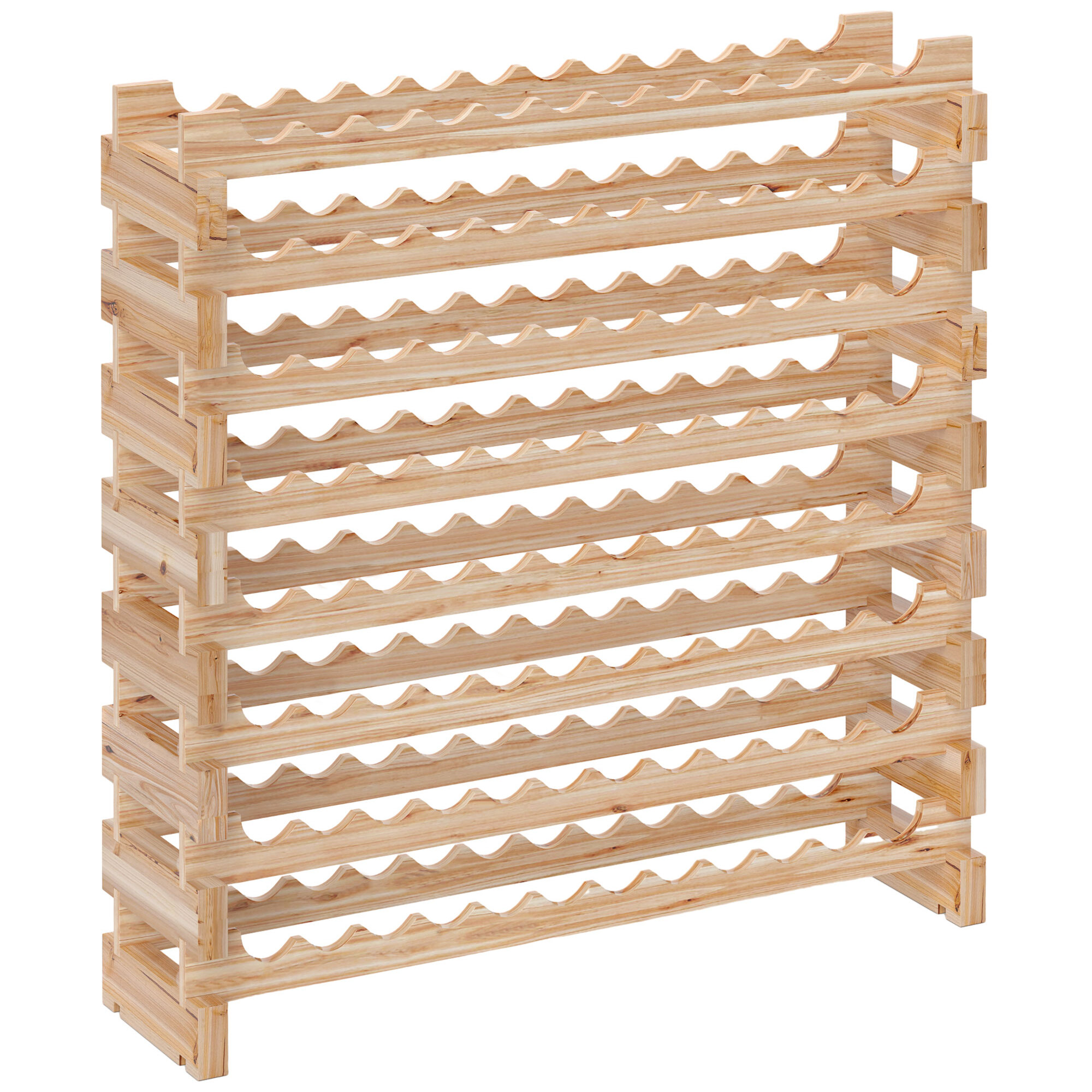 Étagère à bouteilles casier à vin range bouteilles horizontal 8 niveaux 96 bouteilles max. dim. 114L x 28l x 113H cm bois