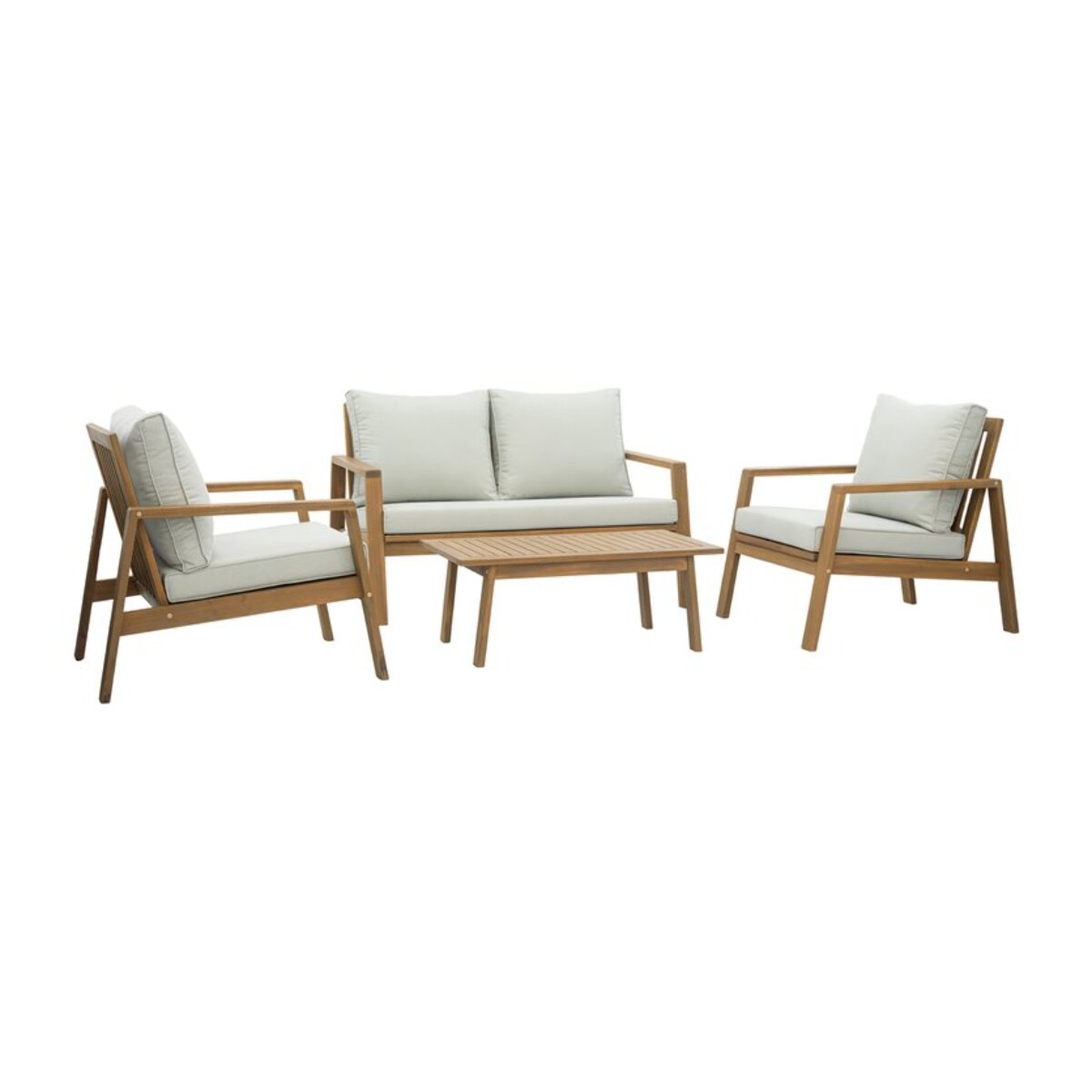 Ensemble de canapé, fauteuil et chaise de jardin Tiare -bois dacacia massif et revêtement-couleur naturel 126 x 76 x 85 cm