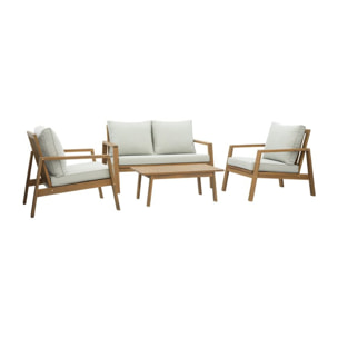 Ensemble de canapé, fauteuil et chaise de jardin Tiare -bois dacacia massif et revêtement-couleur naturel 126 x 76 x 85 cm
