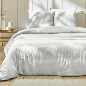 Parure housse de couette gaze de coton blanc
