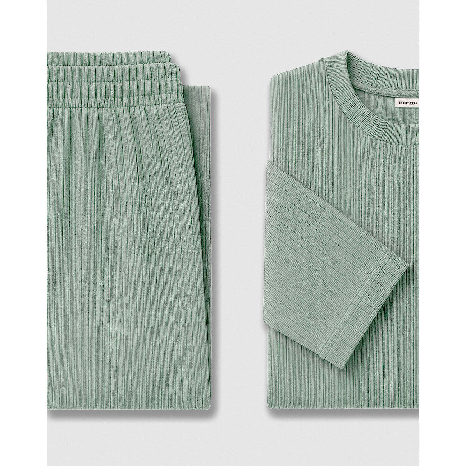 Pijama canalé raya ancha verde tiffany