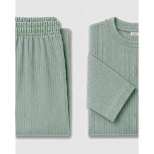 Pijama canalé raya ancha verde tiffany