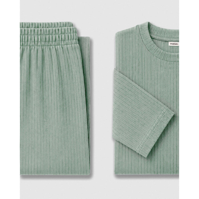Pijama canalé raya ancha verde tiffany