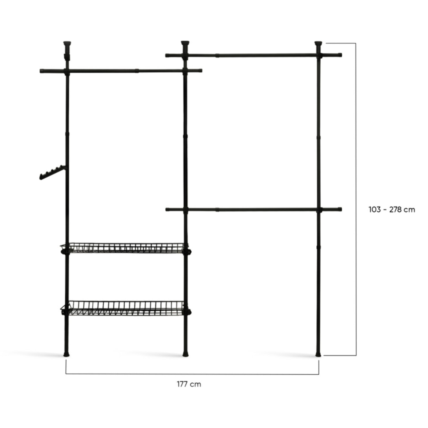 Penderie télescopique avec rangements intégrés H278cm