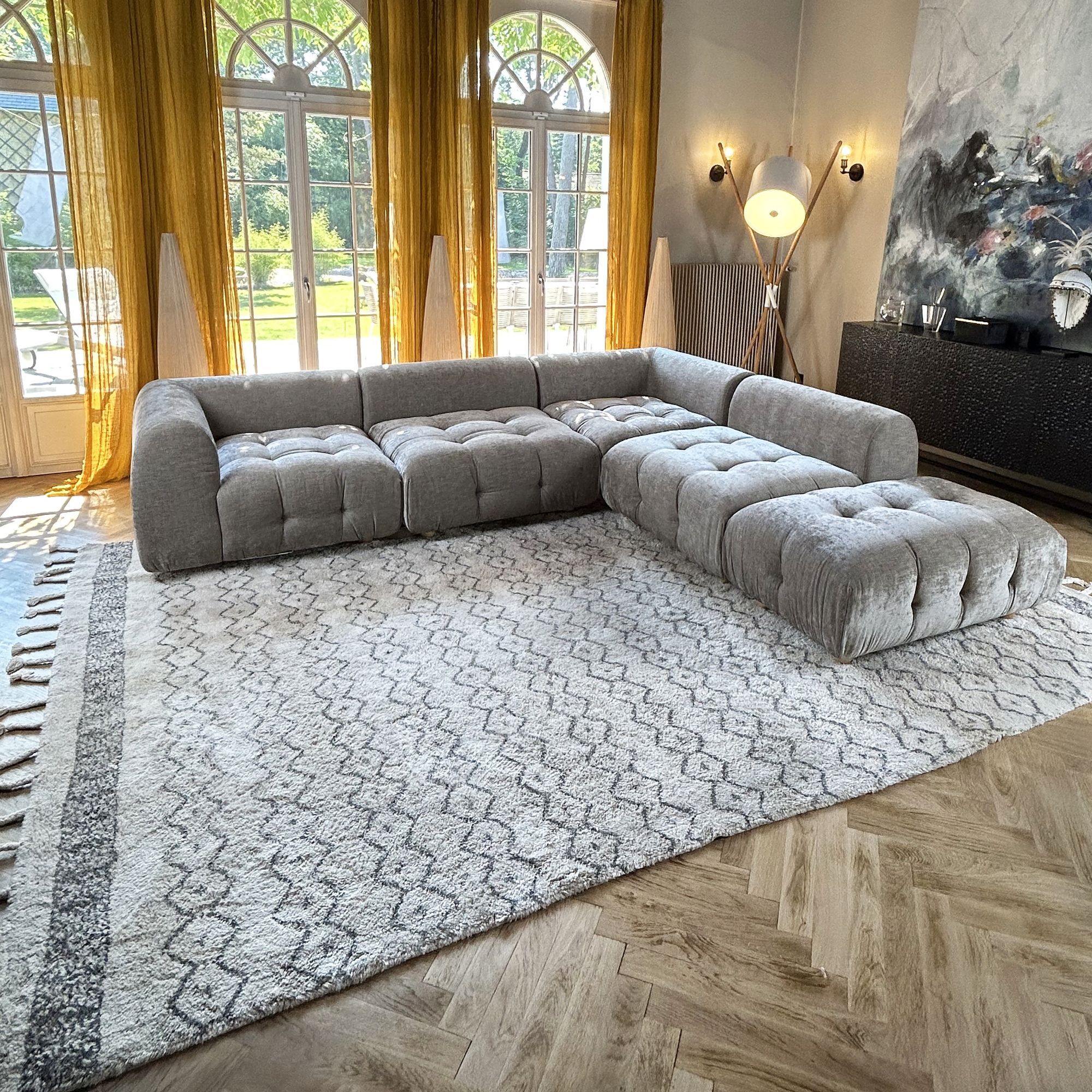 Tapis berbère en coton noir et beige 350x250cm ATLAS