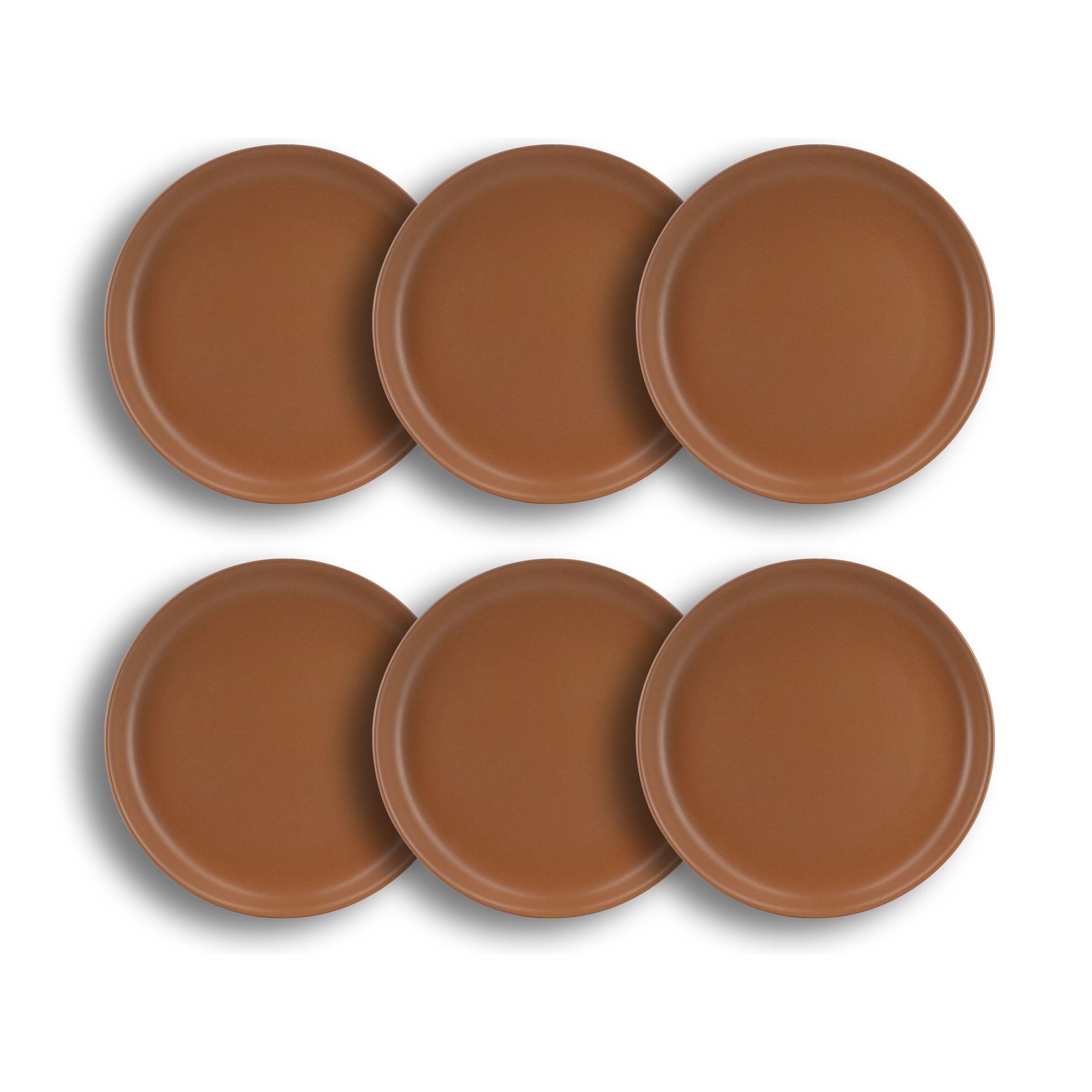 Lot de 6 assiettes plates marron en grès 27cm  ARITA