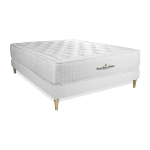 Pack matelas à mémoire de forme maxi épaisseur Buckingham + sommier KIT blanc + 2 oreillers de mémoire de forme + 1 couette 250 + Sommier tapissier en kit cm d'épaisseur - Matelas à Mémoire de forme de 30cm d'épaisseur