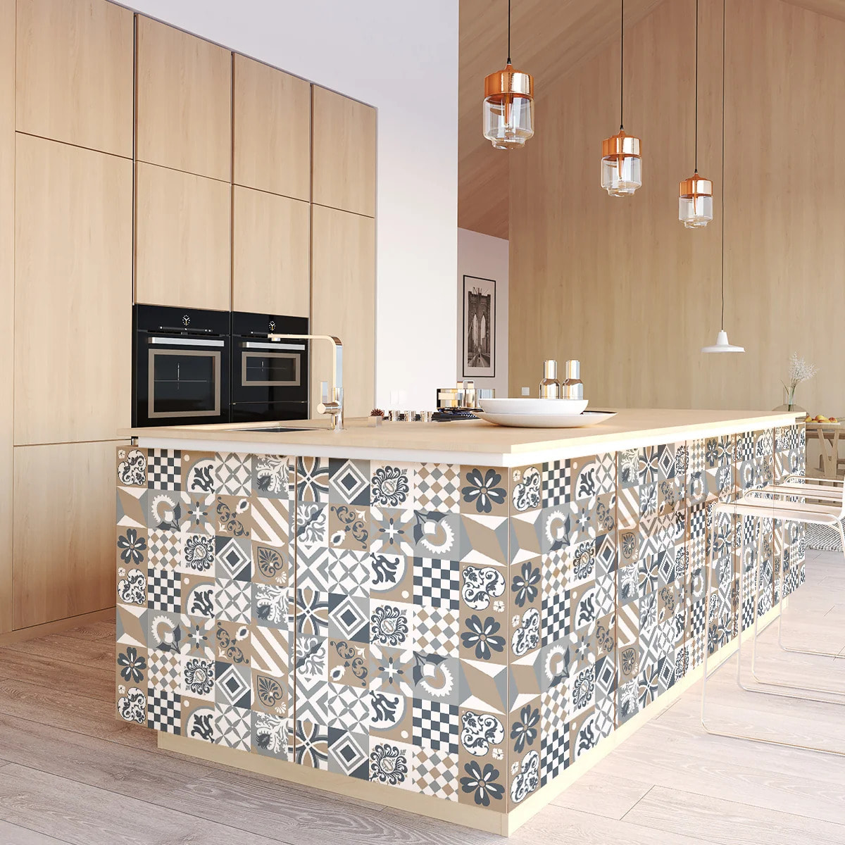 Sticker carrelage - Ambiance Sticker - 60 CARREAUX DE CIMENT MEUBLE BARCENAS - CARREAUX - 20x20cm