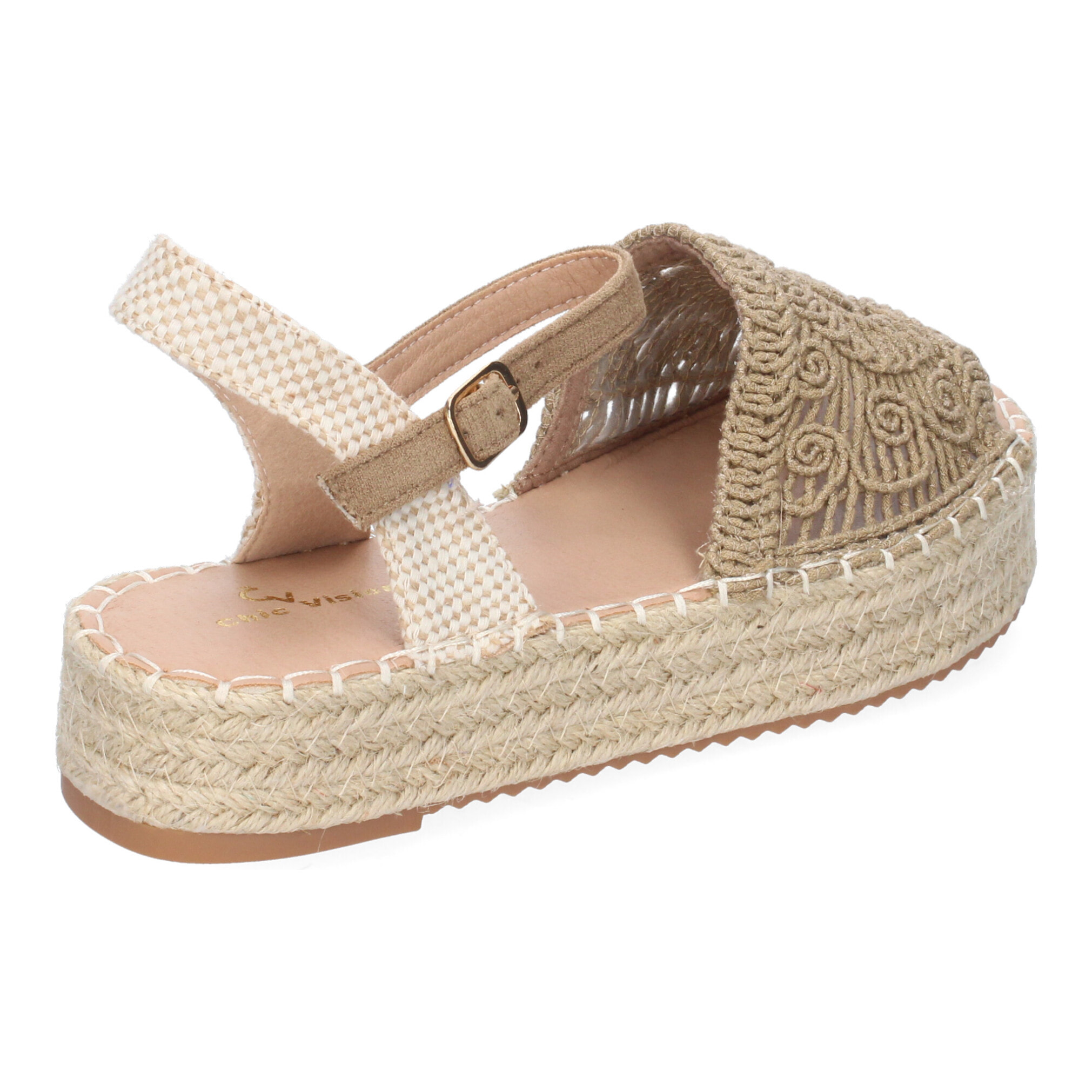 Sandalia de Plataforma para Mujer, Comoda, Forrada de Yute, Pala Abierta y Entrelazada