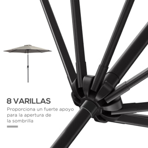 Sombrilla de Jardín Ø295x250 cm con Inclinación y Poste Desmontable Gris Claro