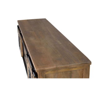 Mueble tv 2 puertas correderas y 1 cajón - madera de mango y metal - 55x180x50cm