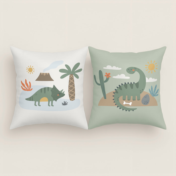 Cool Kids - Funda de Cojín Estampado - Con Cremallera - Sin relleno - 100% Algodón - Dinoland