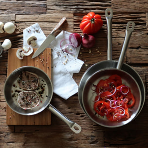 Poêle professionnelle en acier inoxydable 28cm - tous feux PROFESSIONNEL