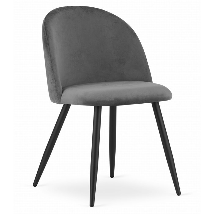 Set di 2 sedie Bello in velluto grigio scuro e metallo nero