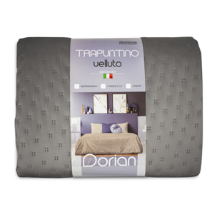 TRAPUNTINO MATRIMONIALE MEZZA STAGIONE EFFETTO VELLUTO DIS.DORIAN GRIGIO MADE IN ITALY