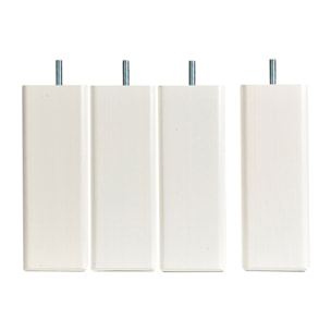 Jeu de 4 pieds de lit carres blancs | Bois Naturel | Hauteur 15 cm