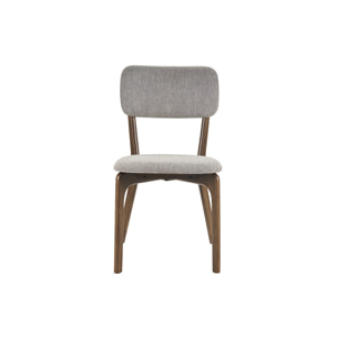 Chaises en tissu effet velours texturé gris et bois foncé (lot de 2) JOCA