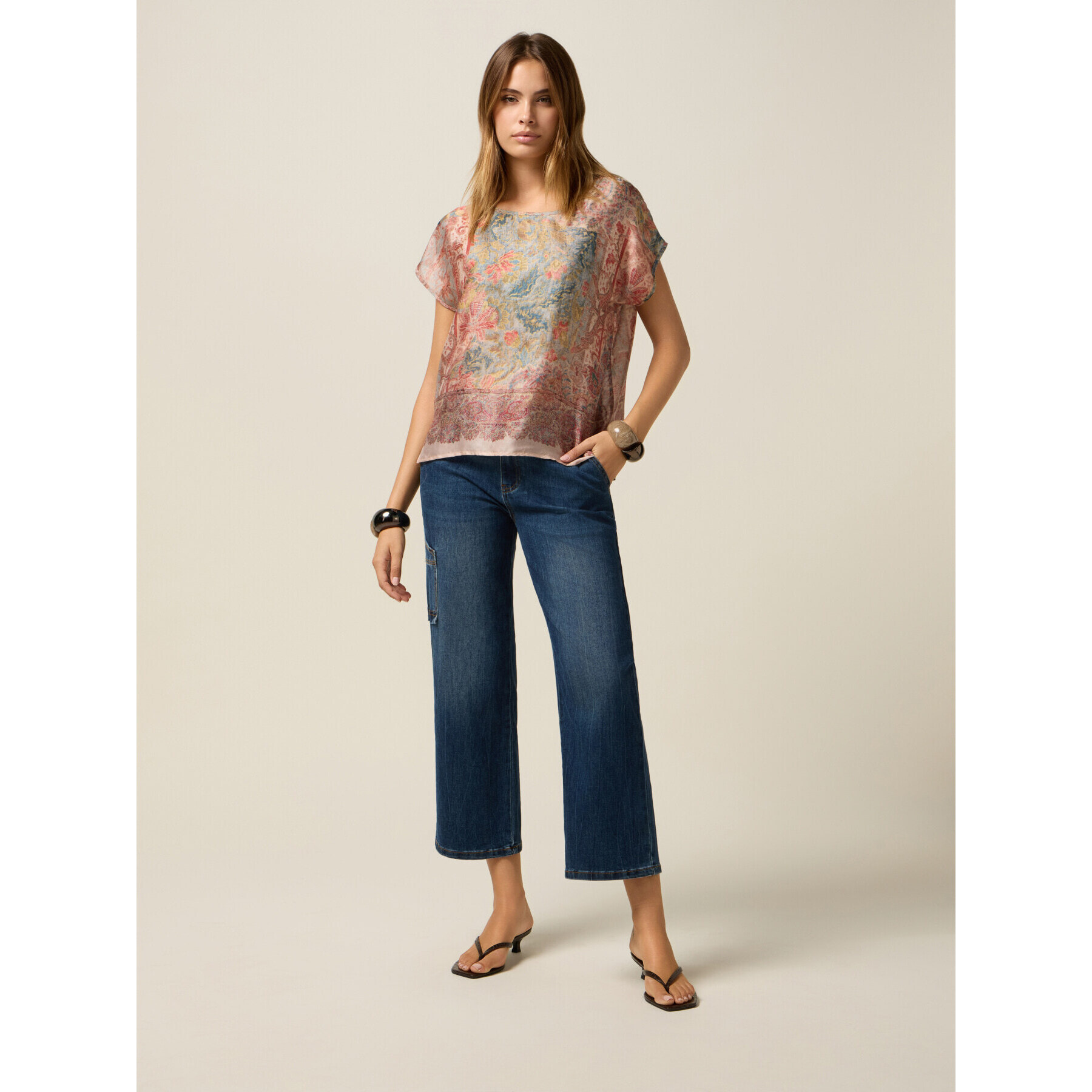 Oltre - Blusa de satén estampada - Rosa