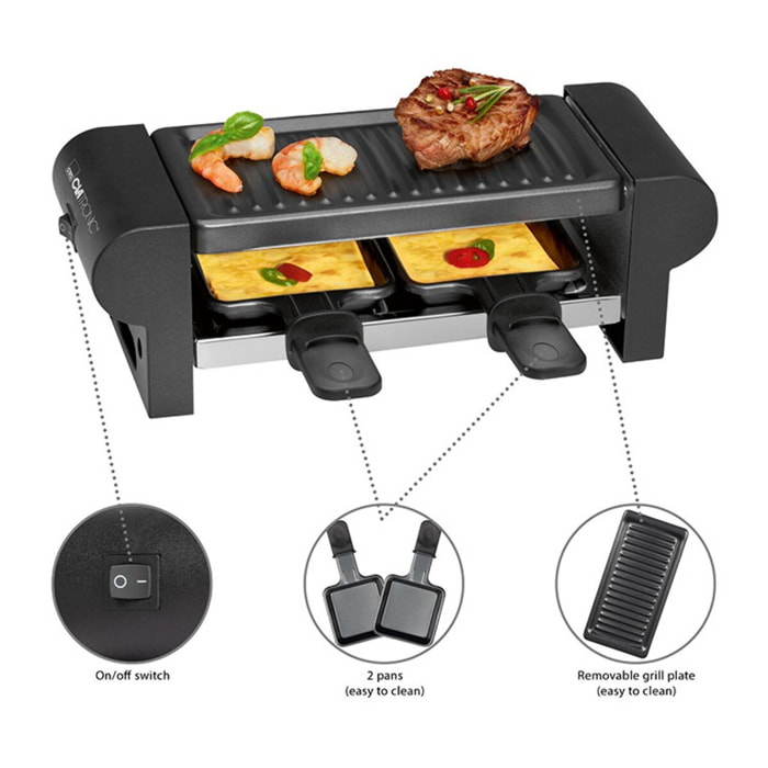 Raclette gril 2 personnes Clatronic RG3592-noir