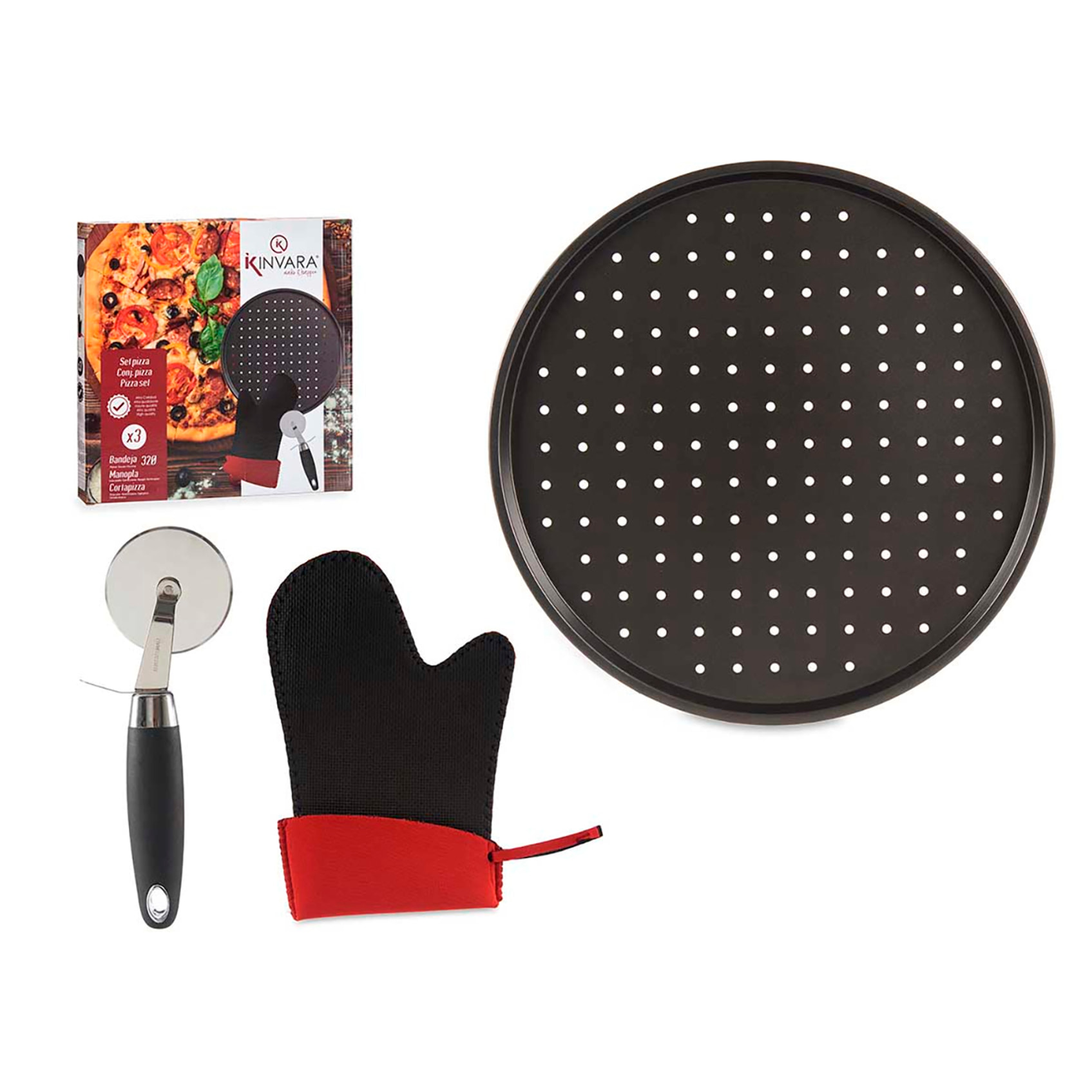 SET PIZZA MOLDE MANOPLA Y CORTAPIZZA