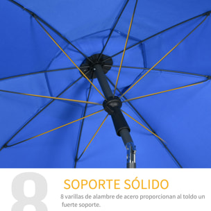 Sombrilla de Playa Grande Ø180 cm Sombrilla de Terraza Exterior con Ángulo Ajustable Protección UV50+ Impermeable Mástil de Ø32 mm Azul