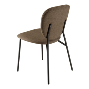 TOM - Lot de 2 chaises tissu marron pieds acier noir