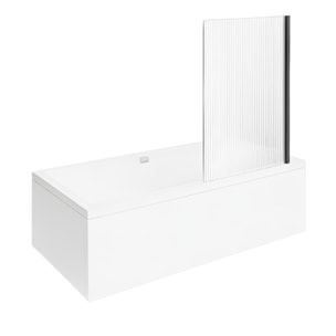 Baignoire droite VILLEROY ET BOCH Collaro Blanc mat vidage et trop plein blanc mat + Pare bain AURYS Raywall noir mat