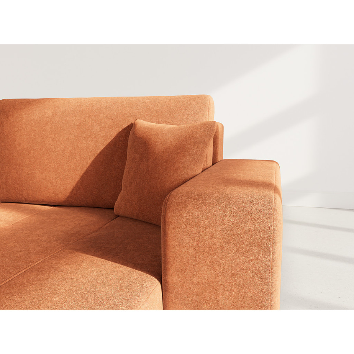 Nicole - Canapé d'angle réversible 5 places convertible avec coffre en tissu - Rouille