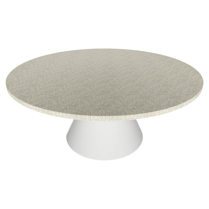 Artù White - Tavolo da pranzo rotondo ⌀ 120 cm in legno laminato con base a cono in metallo Grigio Testurizzato